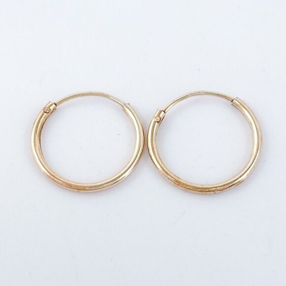 Vintage Sterling Silver 925 Gold Tone Hoop Earrings - Picture 3 of 6